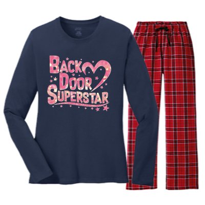 Back Door Superstar Meme Pink Glitter Women's Long Sleeve Flannel Pajama Set 