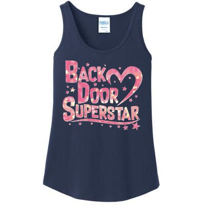 Back Door Superstar Meme Pink Glitter Ladies Essential Tank