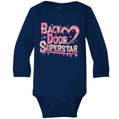 Back Door Superstar Meme Pink Glitter Baby Long Sleeve Bodysuit