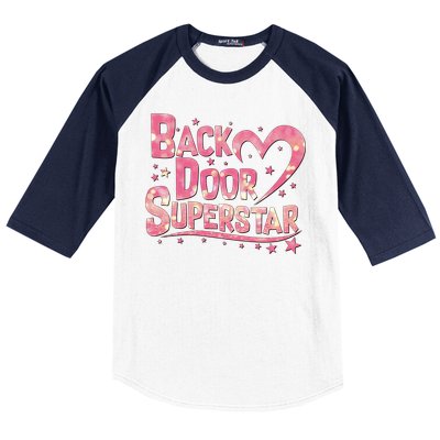 Back Door Superstar Meme Pink Glitter Baseball Sleeve Shirt