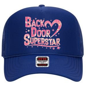 Back Door Superstar Meme Pink Glitter High Crown Mesh Back Trucker Hat