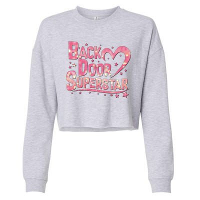 Back Door Superstar Meme Pink Glitter Cropped Pullover Crew