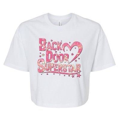 Back Door Superstar Meme Pink Glitter Bella+Canvas Jersey Crop Tee