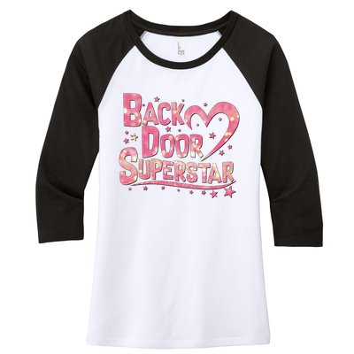 Back Door Superstar Meme Pink Glitter Women's Tri-Blend 3/4-Sleeve Raglan Shirt