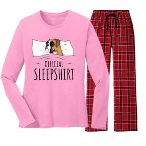 Boxer Dog Sleepshirt Women's Long Sleeve Flannel Pajama Set 