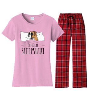 Boxer Dog Sleepshirt Women's Flannel Pajama Set