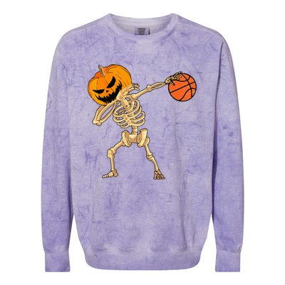 Basketball Dabbing Skeleton Men Halloween Basketball Colorblast Crewneck Sweatshirt