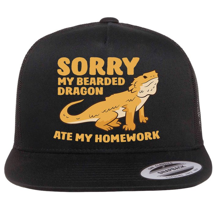 Bearded Dragon School My Bearded Dragon Ate My Homework Flat Bill Trucker Hat