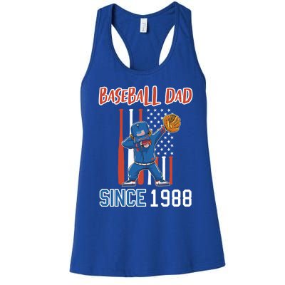 Baseball Dad Since 1988 Meaningful Gift Women's Racerback Tank