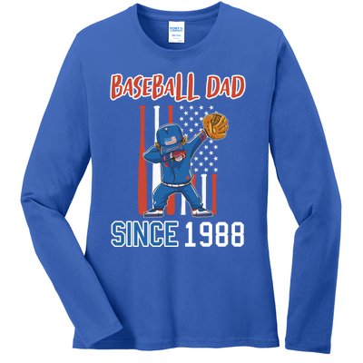 Baseball Dad Since 1988 Meaningful Gift Ladies Long Sleeve Shirt