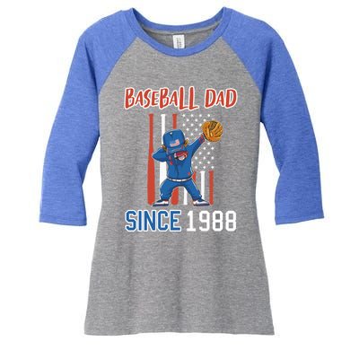 Baseball Dad Since 1988 Meaningful Gift Women's Tri-Blend 3/4-Sleeve Raglan Shirt