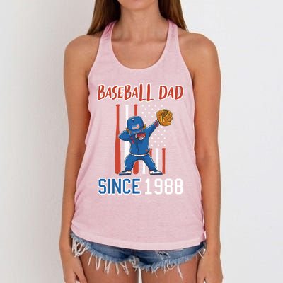 Baseball Dad Since 1988 Meaningful Gift Women's Knotted Racerback Tank