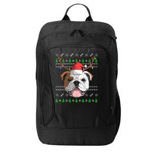 Bulldog Dog Santa Claus Hat Ugly Christmas Holiday Reindeer Gift City Backpack