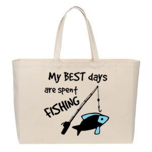 Best Days Spent Fishing Cotton Canvas Jumbo Tote