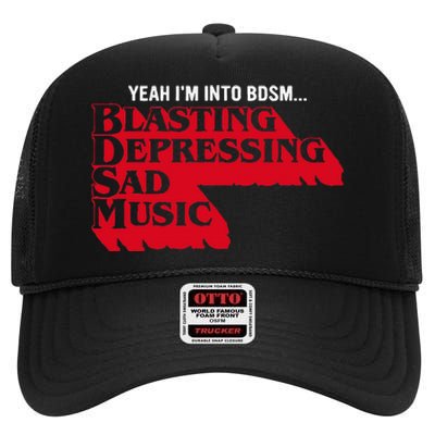 Blasting Depressing Sad Music High Crown Mesh Back Trucker Hat