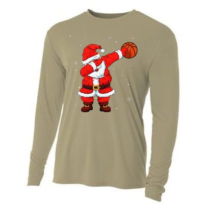 Basketball Dabbing Santa Funny Christmas Gifts For Cooling Performance Long Sleeve Crew