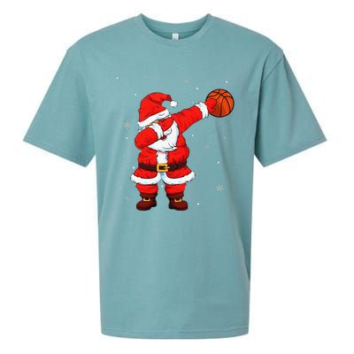 Basketball Dabbing Santa Funny Christmas Gifts For Sueded Cloud Jersey T-Shirt