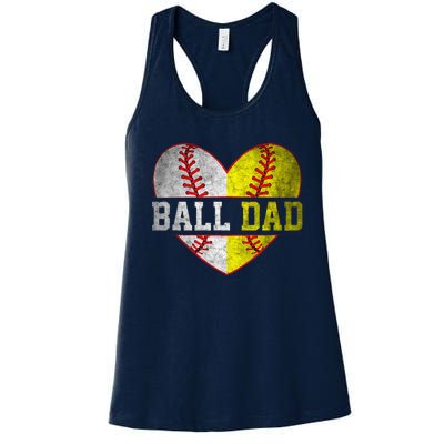 Ball Dad Softball Baseball For Father Day Women's Racerback Tank