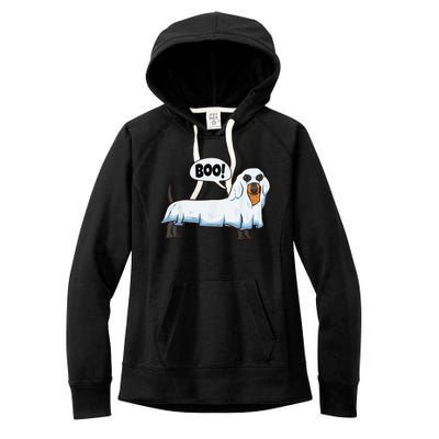 Boo Dachshund Spooky Dog Wiener Halloween Costume Gift Women's Fleece Hoodie