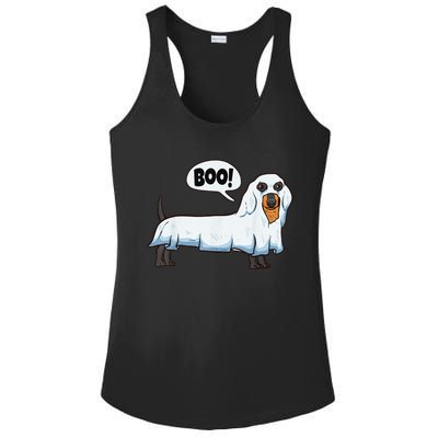 Boo Dachshund Spooky Dog Wiener Halloween Costume Gift Ladies PosiCharge Competitor Racerback Tank