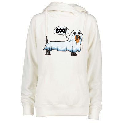 Boo Dachshund Spooky Dog Wiener Halloween Costume Gift Womens Funnel Neck Pullover Hood