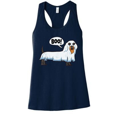 Boo Dachshund Spooky Dog Wiener Halloween Costume Gift Women's Racerback Tank