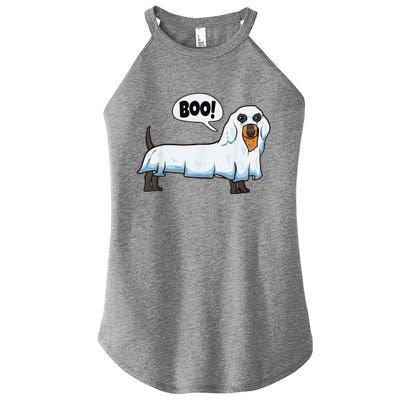 Boo Dachshund Spooky Dog Wiener Halloween Costume Gift Women’s Perfect Tri Rocker Tank