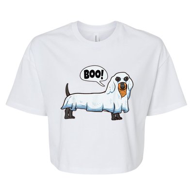 Boo Dachshund Spooky Dog Wiener Halloween Costume Gift Bella+Canvas Jersey Crop Tee