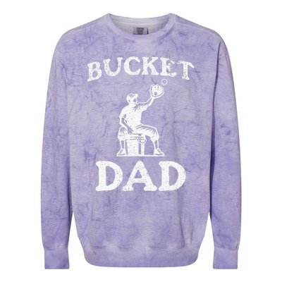 Bucket Dad Softball Dad Baseball Colorblast Crewneck Sweatshirt