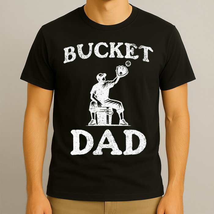 Bucket Dad Softball Dad Baseball T-Shirt