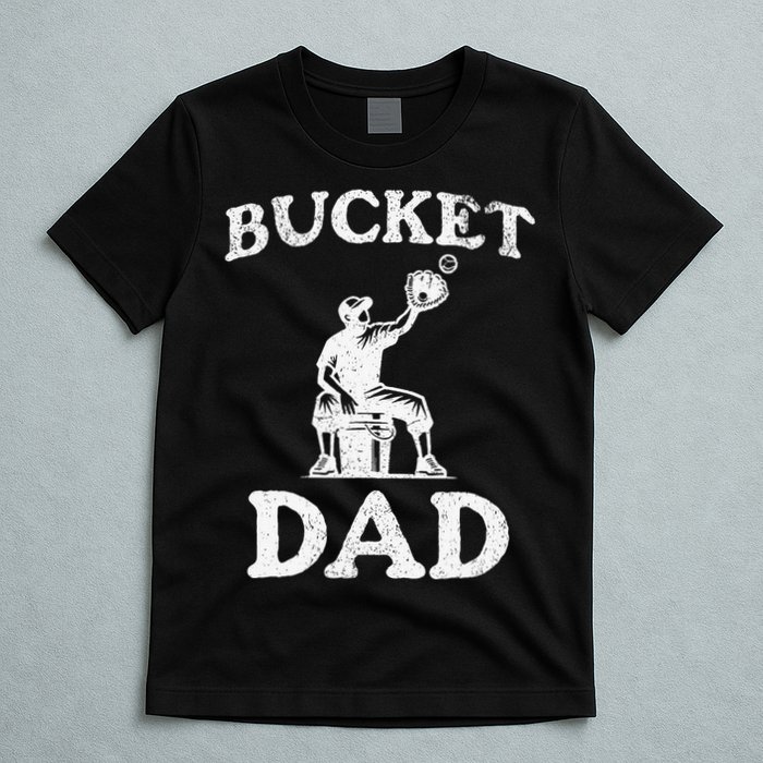 Bucket Dad Softball Dad Baseball T-Shirt