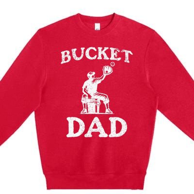 Bucket Dad Softball Dad Baseball Premium Crewneck Sweatshirt