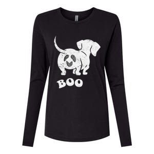 Boo Dachshund Spooky Dog Wiener Halloween Costume Womens Cotton Relaxed Long Sleeve T-Shirt