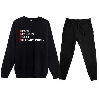 Bench Deadlift Squat Military Press Premium Crewneck Sweatsuit Set