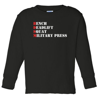 Bench Deadlift Squat Military Press Toddler Long Sleeve Shirt