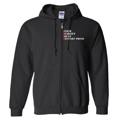 Bench Deadlift Squat Military Press Full Zip Hoodie