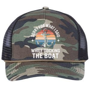 Boating Docking Sorry For What I Said Funny Gift Retro Rope Trucker Hat Cap