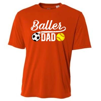 Baller Dad Soccer Softball Dad Softball Soccer Father Cute Gift Cooling Performance Crew T-Shirt