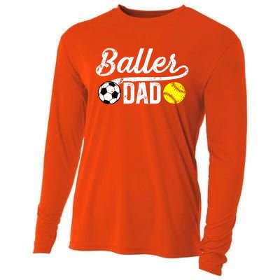 Baller Dad Soccer Softball Dad Softball Soccer Father Cute Gift Cooling Performance Long Sleeve Crew