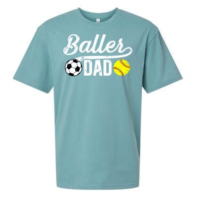 Baller Dad Soccer Softball Dad Softball Soccer Father Cute Gift Sueded Cloud Jersey T-Shirt