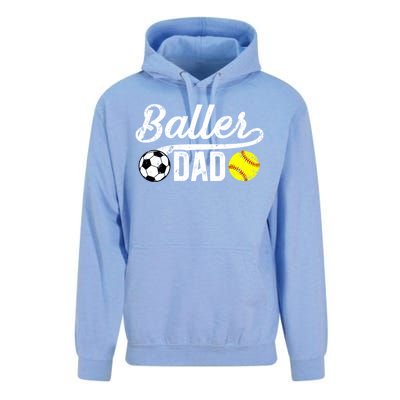 Baller Dad Soccer Softball Dad Softball Soccer Father Cute Gift Unisex Surf Hoodie