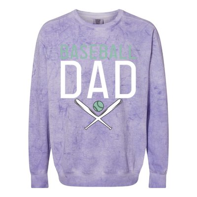 Baseball Dad Sport Father Daddy Gift Colorblast Crewneck Sweatshirt