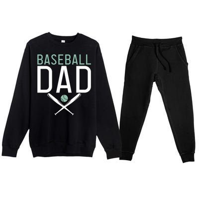 Baseball Dad Sport Father Daddy Gift Premium Crewneck Sweatsuit Set