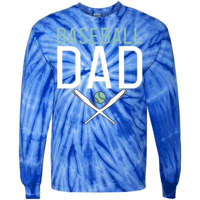 Baseball Dad Sport Father Daddy Gift Tie-Dye Long Sleeve Shirt