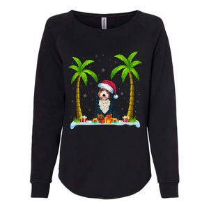 Bernedoodle Dog Santa Hat Palm Tree Beach Xmas Pajama Womens California Wash Sweatshirt