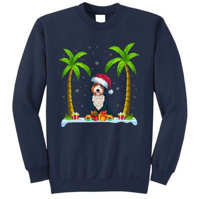 Bernedoodle Dog Santa Hat Palm Tree Beach Xmas Pajama Sweatshirt