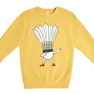 Badminton Dabbing Shuttlecock Birdie Badminton Cute Gift Premium Crewneck Sweatshirt