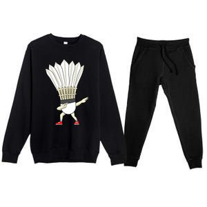 Badminton Dabbing Shuttlecock Birdie Badminton Cute Gift Premium Crewneck Sweatsuit Set