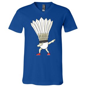 Badminton Dabbing Shuttlecock Birdie Badminton Cute Gift V-Neck T-Shirt