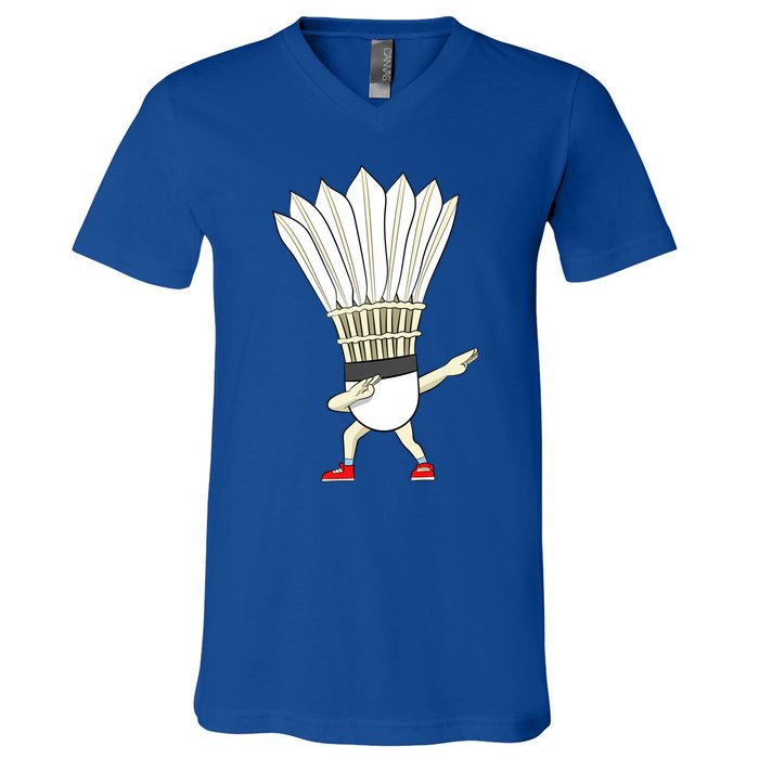 Badminton Dabbing Shuttlecock Birdie Badminton Cute Gift V-Neck T-Shirt